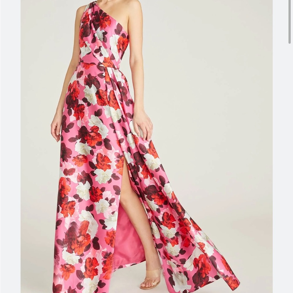 One Shoulder Floral Gown